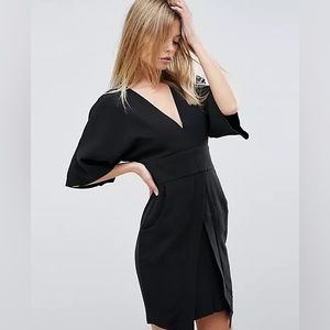 ASOS Mini Asymmetric Pocket Dress with Kimono Sleeves | Black | Size 8